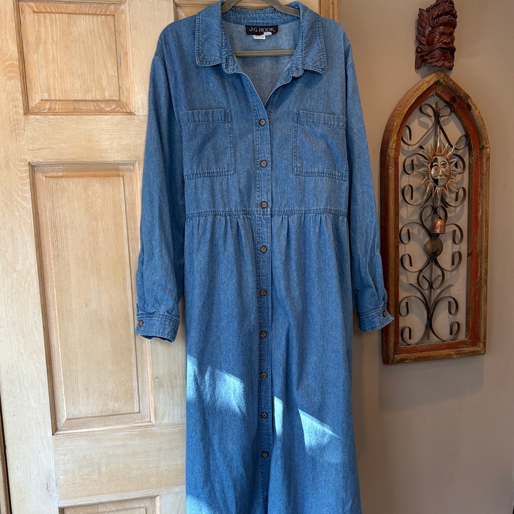 J.G.Hook Blue Denim Maxi Dress Size 22